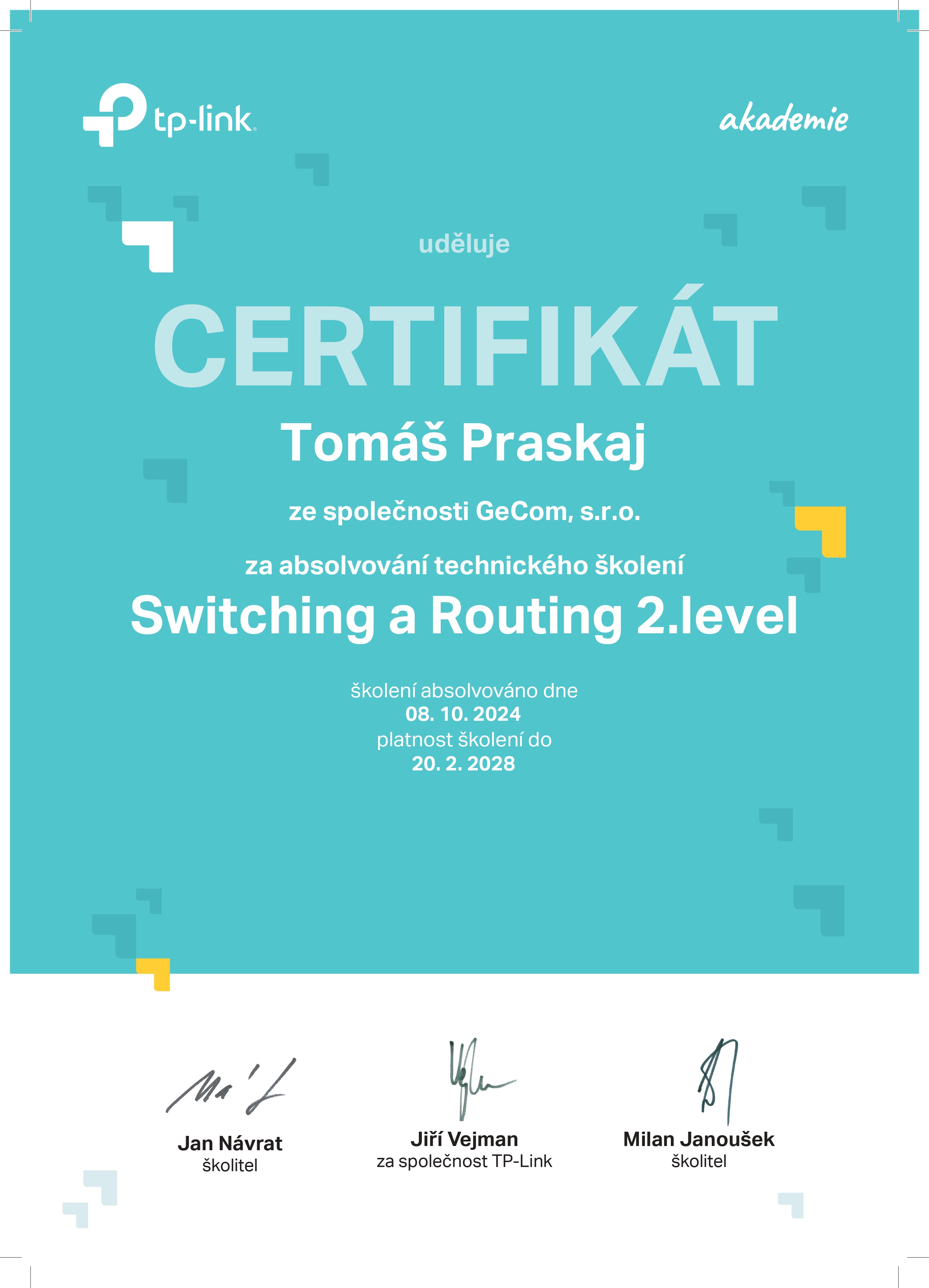 TP-Link Switching a Routing 2.level